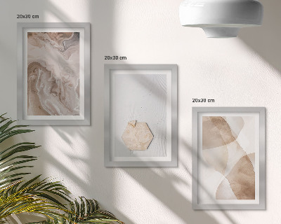Set van ingelijste schilderijen Abstracte vormgeving geïnspireerd door de natuur.