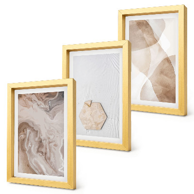 Set van ingelijste schilderijen Abstracte vormgeving geïnspireerd door de natuur.
