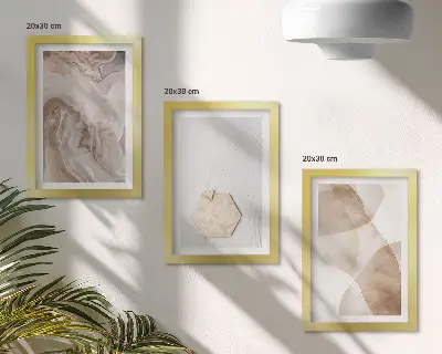 Set van ingelijste schilderijen met abstracte vormgeving geïnspireerd door de natuur