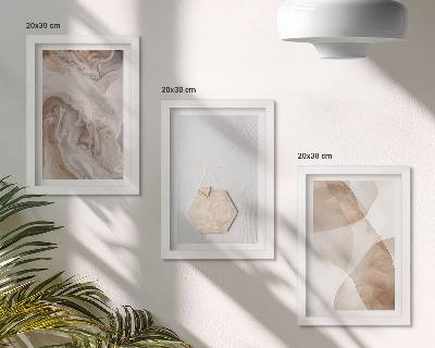 Set van ingelijste schilderijen Abstracte vormgeving geïnspireerd door de natuur.