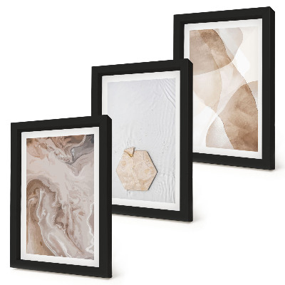 Set van ingelijste schilderijen Abstracte vormgeving geïnspireerd door de natuur.
