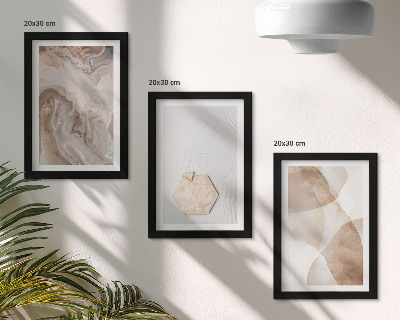 Set van ingelijste schilderijen Abstracte vormgeving geïnspireerd door de natuur.
