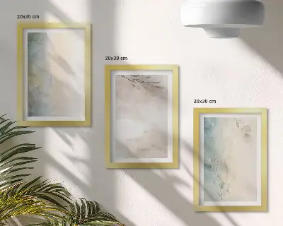 Set van ingelijste schilderijen met kwetsbare kartonnen doosjes met aquarelverf