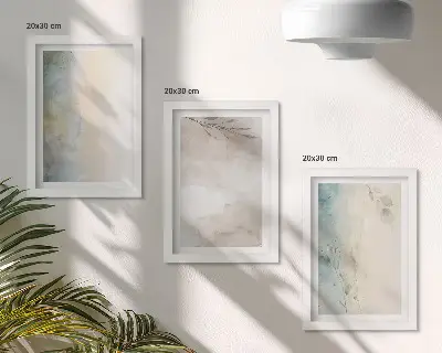 Set van ingelijste schilderijen met kwetsbare kartonnen doosjes met aquarelverf
