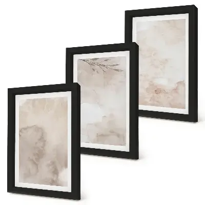Gallery wall met textuur van gemorste aquarelverf in boho-stijl