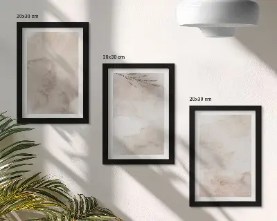 Gallery wall met textuur van gemorste aquarelverf in boho-stijl