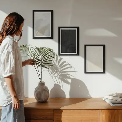 Gallery wall structuren in verschillende minimalistische tinten