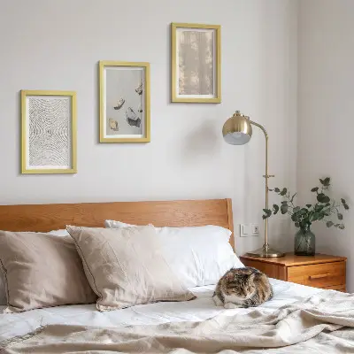 Set ingelijste schilderijen met boho-texturen en natuurlijke structuren
