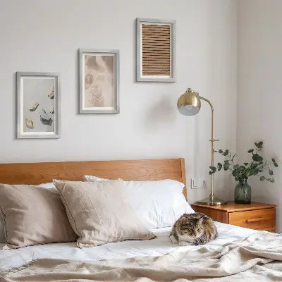 Gallery wall met stenen, hout en stoffen texturen