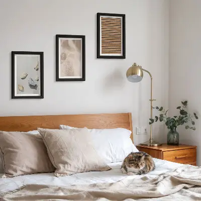 Gallery wall met stenen, hout en stoffen texturen