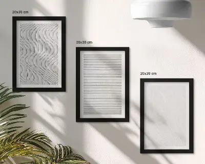 Set van ingelijste schilderijen met abstracte zandpatronen van heldere snaarstructuren