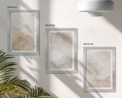 Gallery wall Aquarelvlekken en bladeren in pastelkleuren.