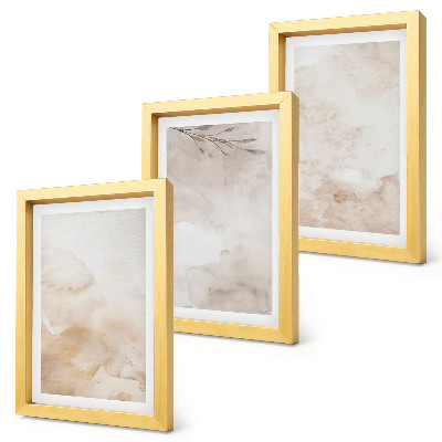 Gallery wall Aquarelvlekken en bladeren in pastelkleuren.