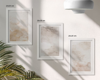 Gallery wall Aquarelvlekken en bladeren in pastelkleuren.
