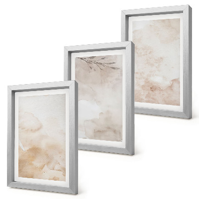 Gallery wall Aquarelvlekken en bladeren in pastelkleuren.