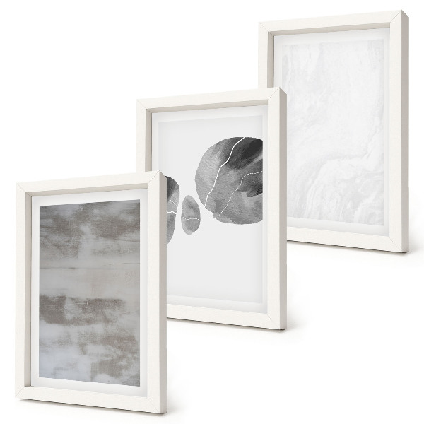 Set van ingelijste schilderijen Abstracte vormen en structuren in moderne stijl