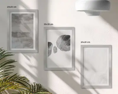Set van ingelijste schilderijen met abstracte vormen en structuren in moderne stijl