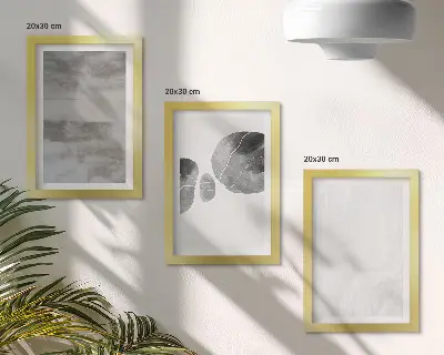 Set van ingelijste schilderijen met abstracte vormen en structuren in moderne stijl