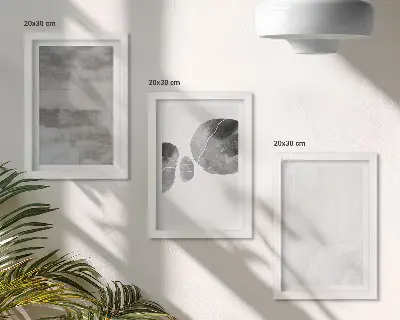 Set van ingelijste schilderijen met abstracte vormen en structuren in moderne stijl