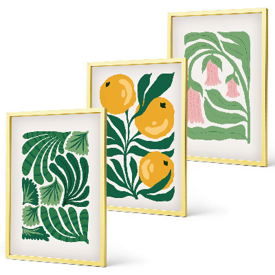 Wanddecoratie set schilderijen Minimalistische plantenpatronen