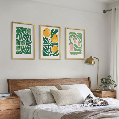 Wanddecoratie set schilderijen Minimalistische plantenpatronen