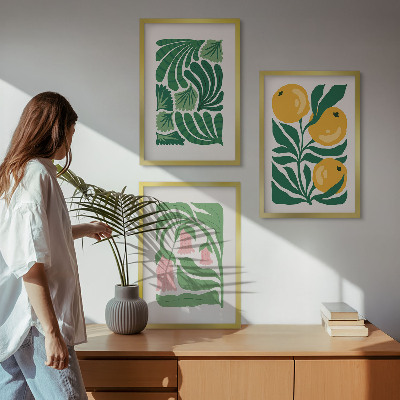 Wanddecoratie set schilderijen Minimalistische plantenpatronen