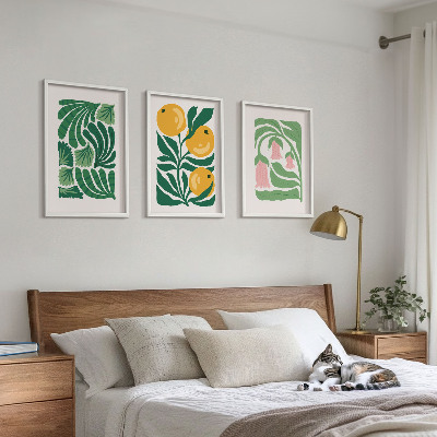 Wanddecoratie set schilderijen Minimalistische plantenpatronen
