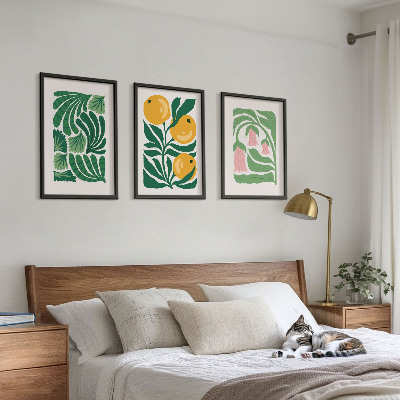 Wanddecoratie set schilderijen Minimalistische plantenpatronen