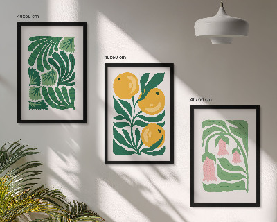 Wanddecoratie set schilderijen Minimalistische plantenpatronen