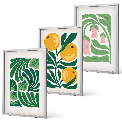 Wanddecoratie set schilderijen Minimalistische plantenpatronen