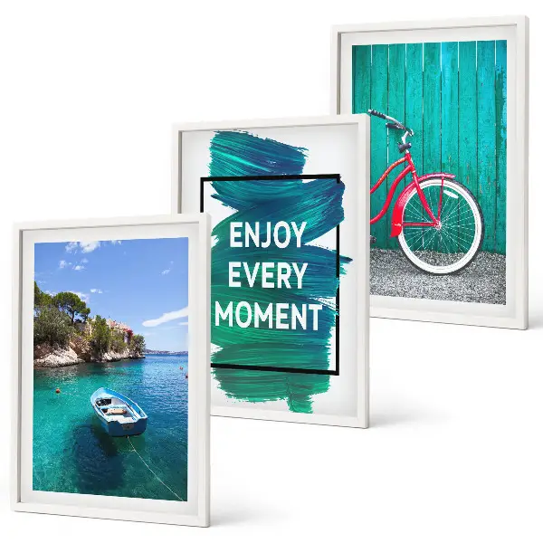 Wanddecoratie set schilderijen zeeboot en fiets inspiratie