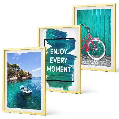 Wanddecoratie set schilderijen zeeboot en fiets inspiratie