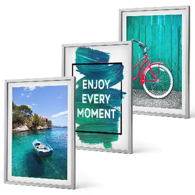 Wanddecoratie set schilderijen zeeboot en fiets inspiratie