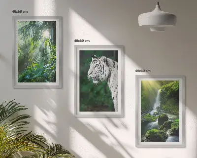 Wanddecoratie set schilderijen met jungle tijger en waterval