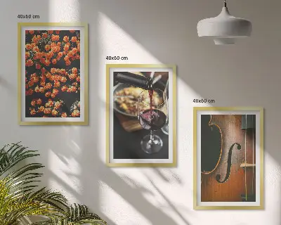 Fotowand met vintage bloemen, wijn en een viool