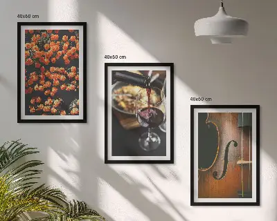 Fotowand met vintage bloemen, wijn en een viool