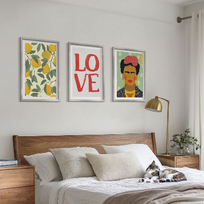 Wanddecoratie set schilderijen Citroenen houden van het portret van Frida