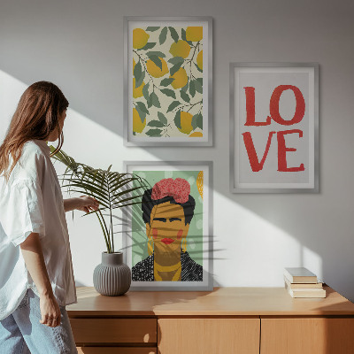 Wanddecoratie set schilderijen Citroenen houden van het portret van Frida