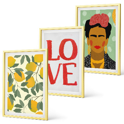 Wanddecoratie set schilderijen Citroenen houden van het portret van Frida