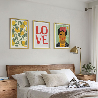 Wanddecoratie set schilderijen Citroenen houden van het portret van Frida