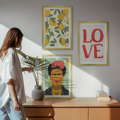 Wanddecoratie set schilderijen Citroenen houden van het portret van Frida