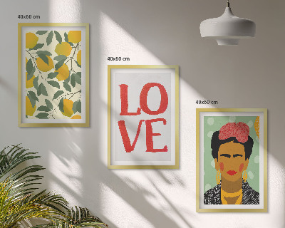Wanddecoratie set schilderijen Citroenen houden van het portret van Frida