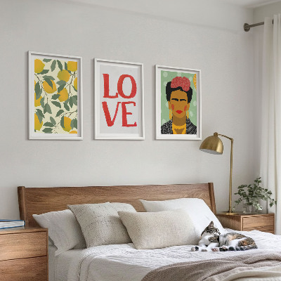 Wanddecoratie set schilderijen Citroenen houden van het portret van Frida
