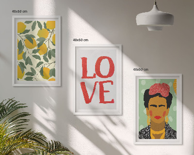 Wanddecoratie set schilderijen Citroenen houden van het portret van Frida