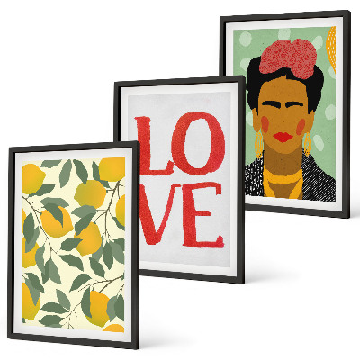 Wanddecoratie set schilderijen Citroenen houden van het portret van Frida