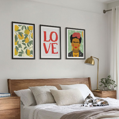 Wanddecoratie set schilderijen Citroenen houden van het portret van Frida
