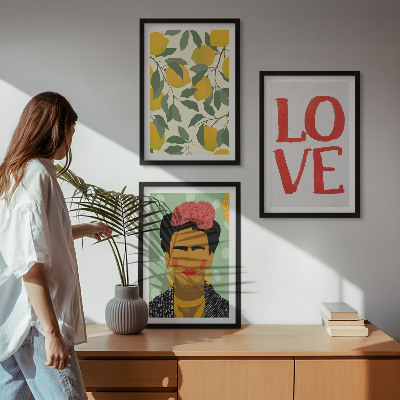 Wanddecoratie set schilderijen Citroenen houden van het portret van Frida