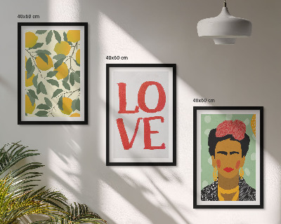 Wanddecoratie set schilderijen Citroenen houden van het portret van Frida