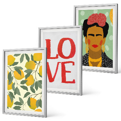 Wanddecoratie set schilderijen Citroenen houden van het portret van Frida
