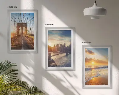 Wanddecoratie set schilderijen met bruggen en zonsondergangen in de stad